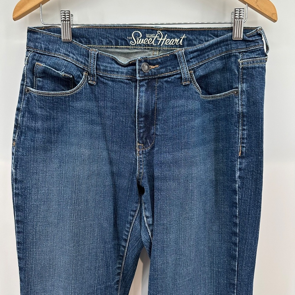 Old Navy Sweetheart Jeans Womens 8 Short Blue Denim Stretch Bootcut Leg Mid Rise